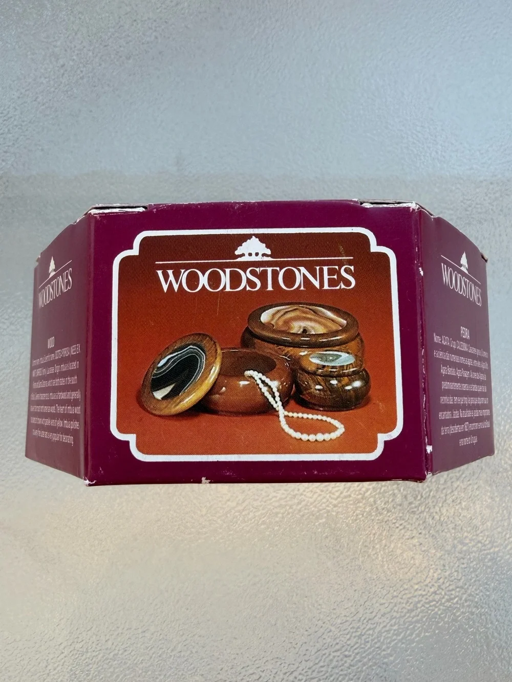 Woodstones Brazilian Purple Agate and Wood Jewelry Box Trinket Box Handcrafted